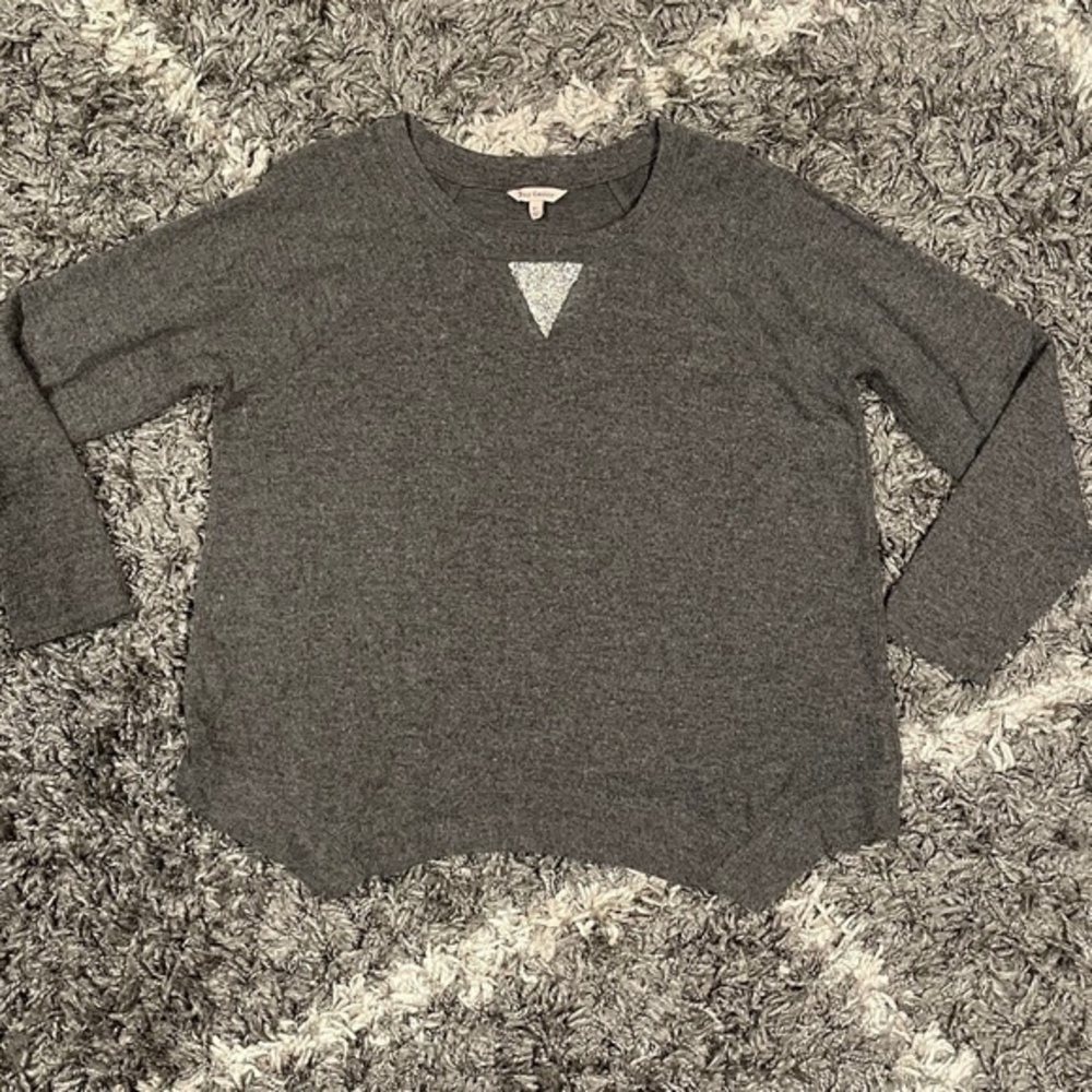 Juicy Couture Women’s Gray Pullover Embellished Sweater w/ Rhinestones Sz XL